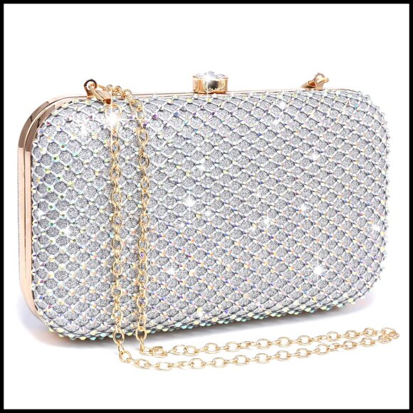 Rhinestone Evening Clutch Purse Sparkling Crystal Clasp Formal Prom Party